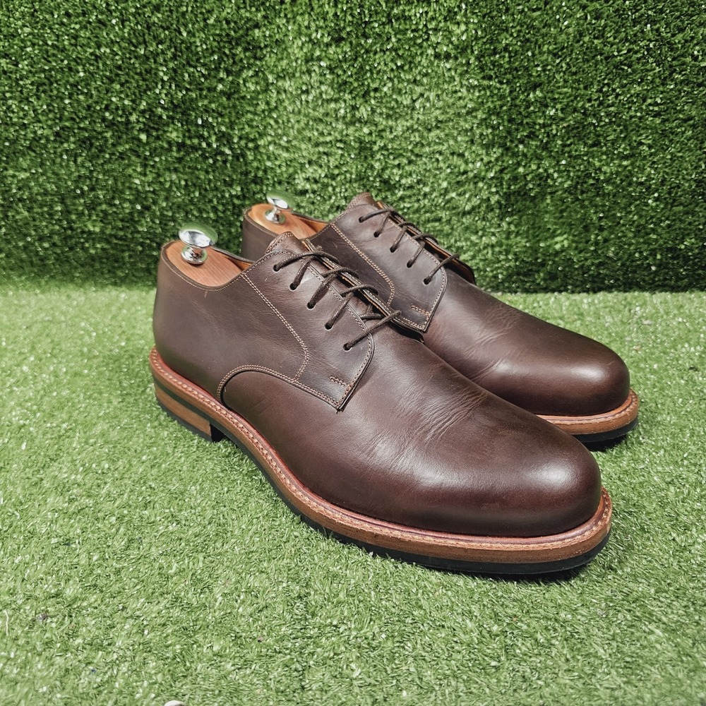 Beckett Simonon Dunham Derby Brown Smooth Leather Dress Shoes Mens Size 10.5